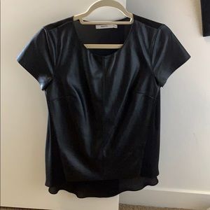 Bailey 44 Short Sleeve Leather Top